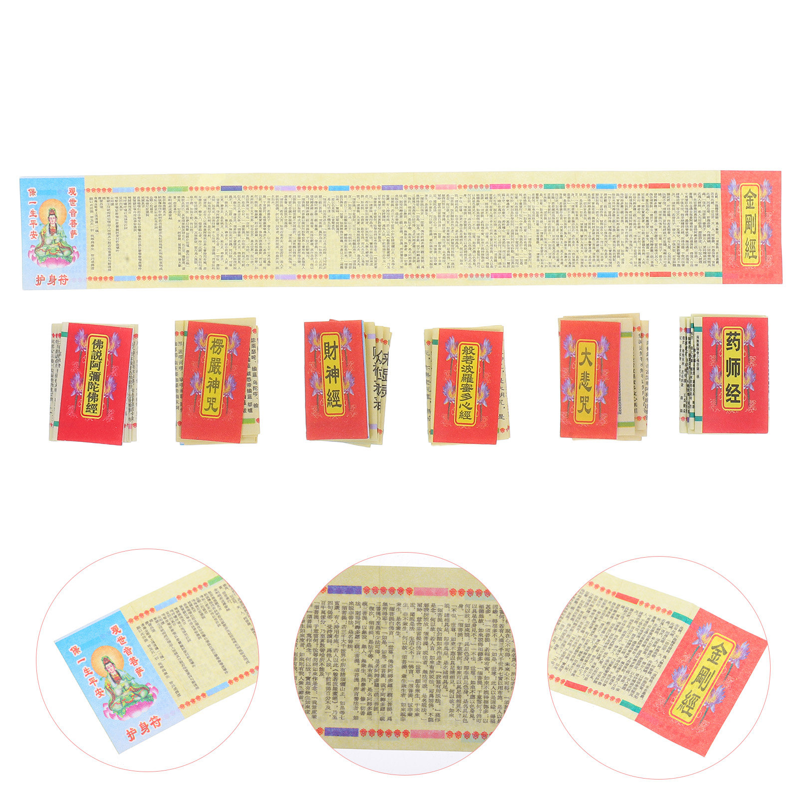 Desk Setup Shelves - 7Pcs Miniature Buddhist Scripture Set Tiny