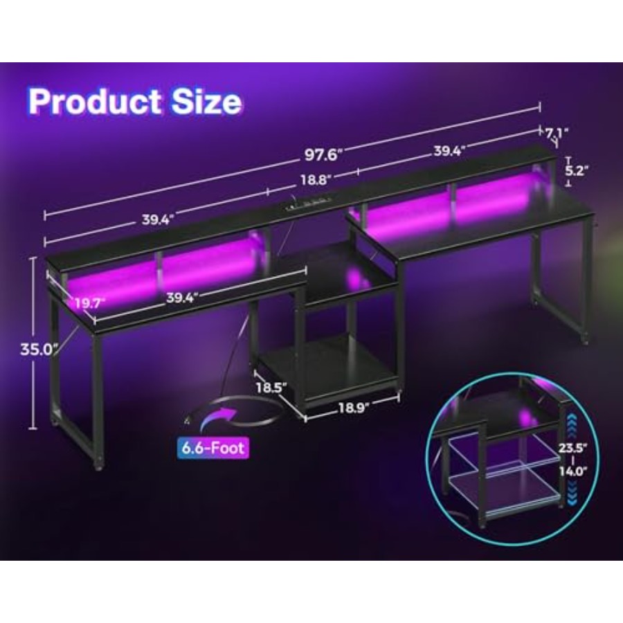 Gaming desk for 2 persons, 98' - đánh giá và giá Desk Setup L Shaped