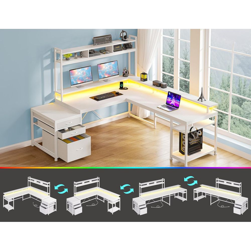 104-inch L-Shaped Desk for Dua - đánh giá và giá Desk Setup L Shaped