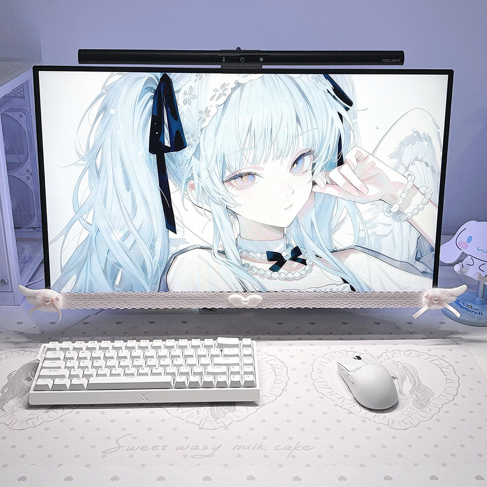 New Screen Decor White Lace Mo - đánh giá và giá Korean Desk Setup