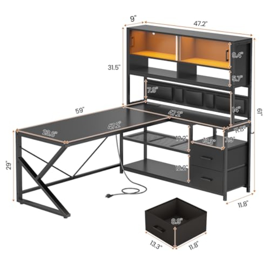 L Shaped Gaming Desk with Stor - đánh giá và giá Desk Setup L Shaped