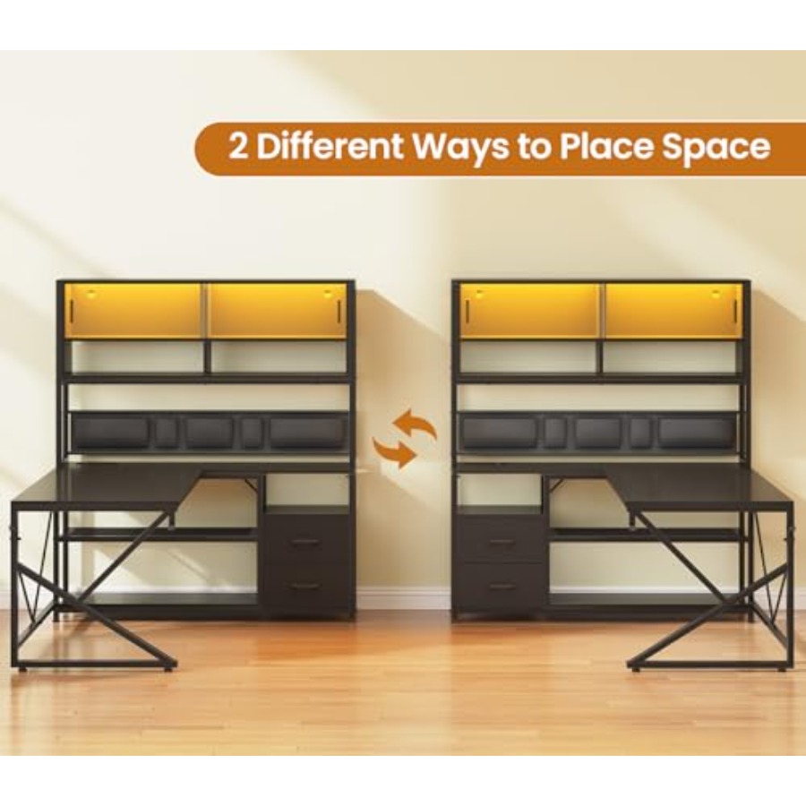 L Shaped Gaming Desk with Stor - đánh giá và giá Desk Setup L Shaped