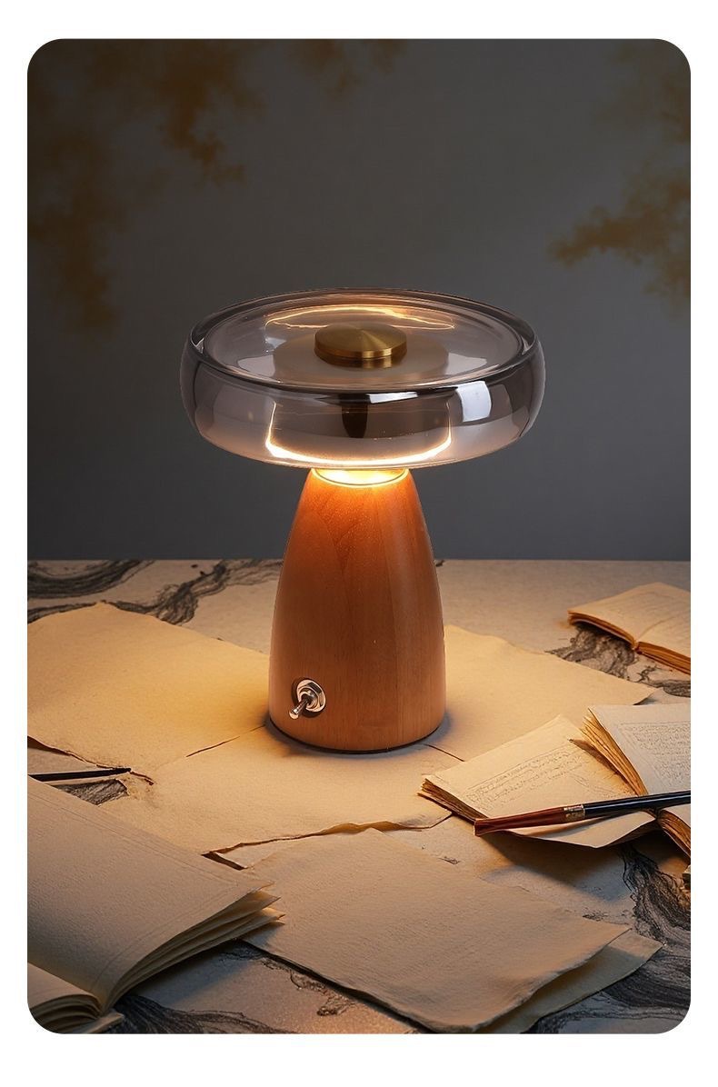 Vintage Wood Table Lamp Retro  - đánh giá và giá Desk Setup Vintage