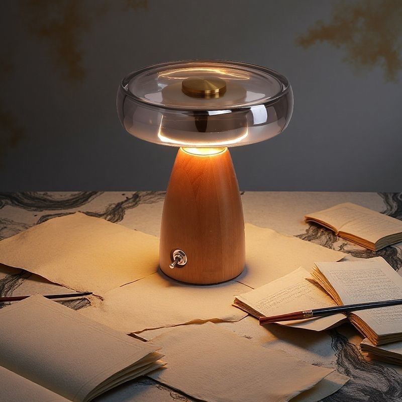 Vintage Wood Table Lamp Retro  - đánh giá và giá Desk Setup Vintage
