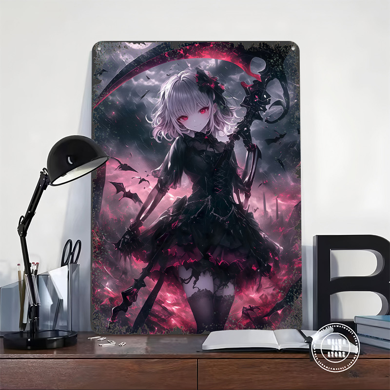 Demon Grim Reaper Girl Poster  - đánh giá và giá Desk Setup Vintage