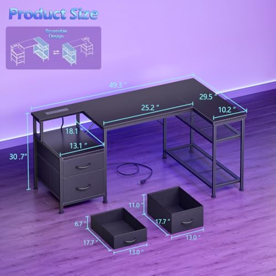 49 Inch L Shaped Gaming Desk w - đánh giá và giá Desk Setup L Shaped