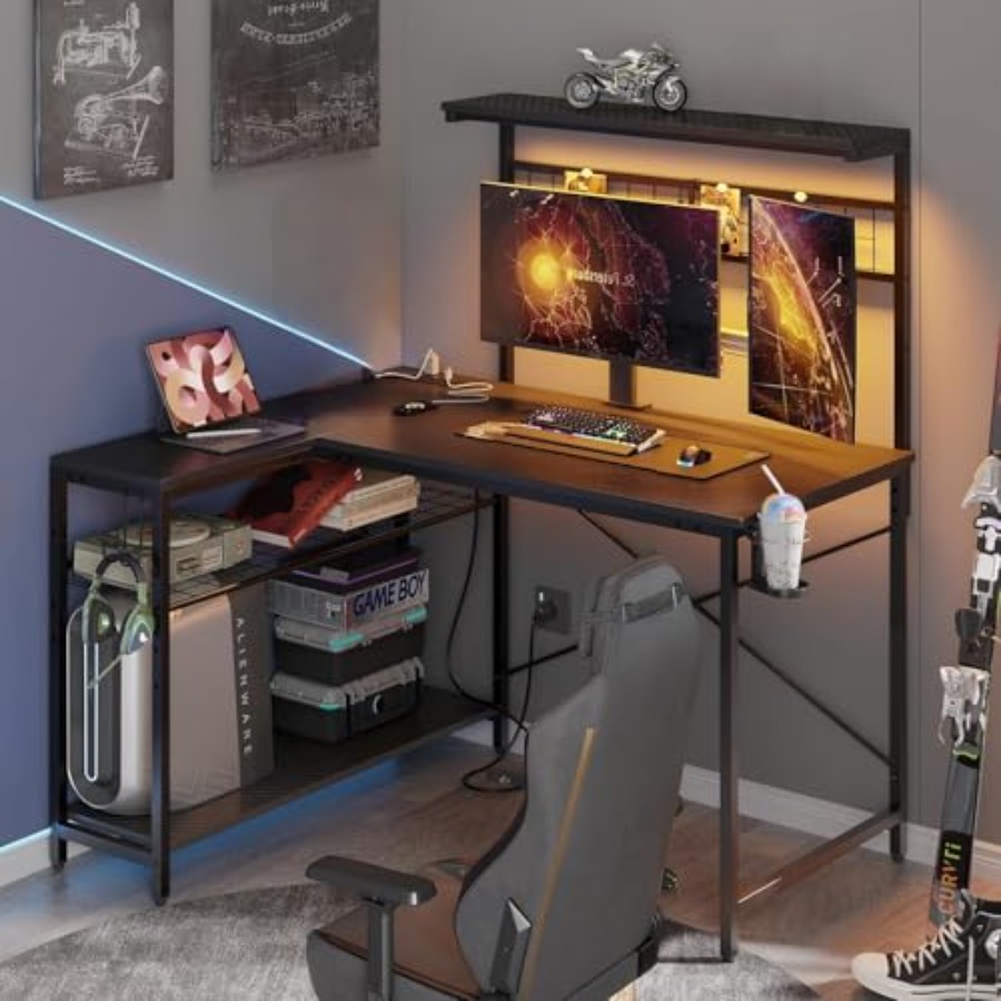 42 L Gaming Desk with Power Ou - đánh giá và giá Desk Setup L Shaped